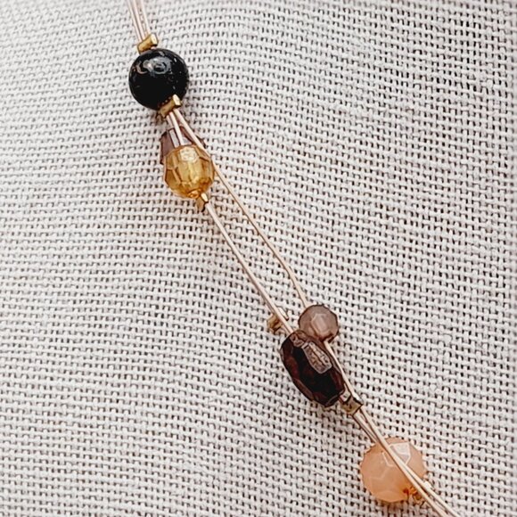 Vintage Chico's Animal Print Pendant Beaded Wire Necklace, 20 Inches - Picture 6 of 11